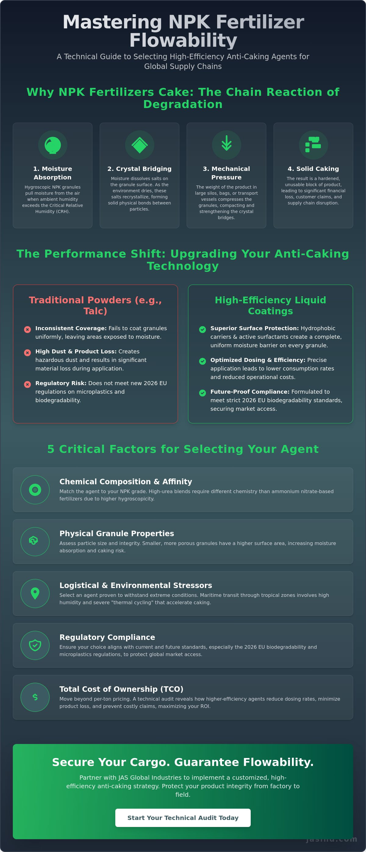 Selecting anti-caking agent for NPK fertilizer